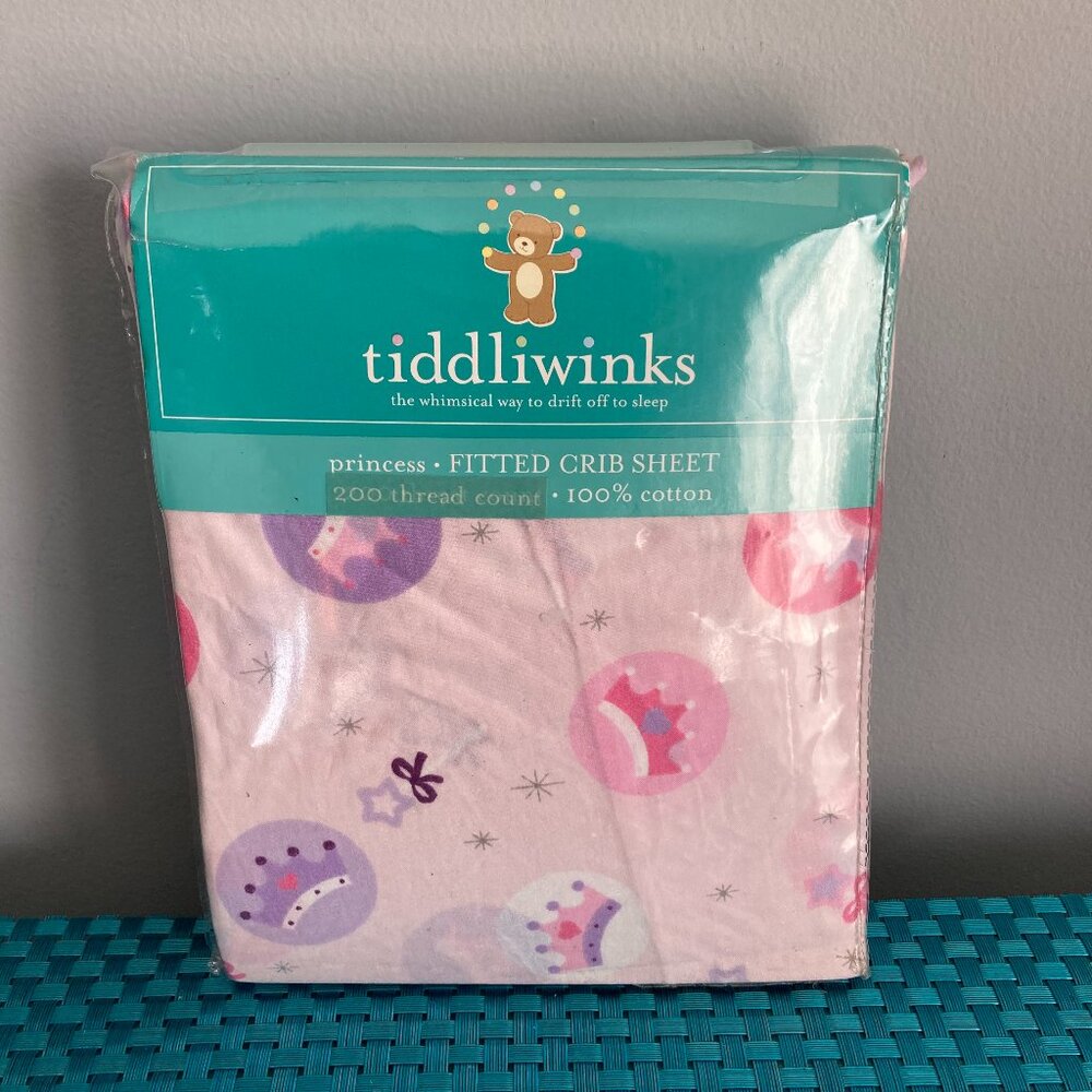 Tiddlewinks Princess 100% Cotton Fitted Crib Sheet NIP